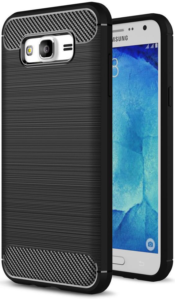 Samsung Galaxy J5 Geborsteld TPU Hoesje Zwart afbeelding 1