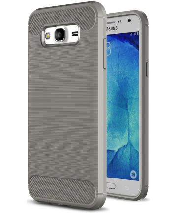 Samsung Galaxy J5 Geborsteld TPU Hoesje Grijs Hoesjes