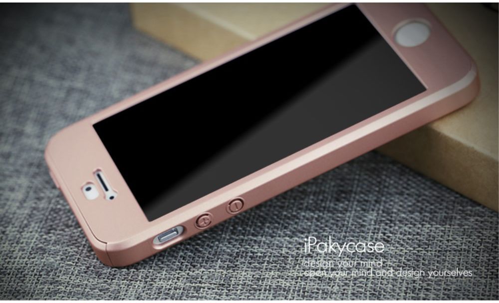 IPAKY Full Protection Hoesje iPhone 5/5S/SE Roze Goud afbeelding 5