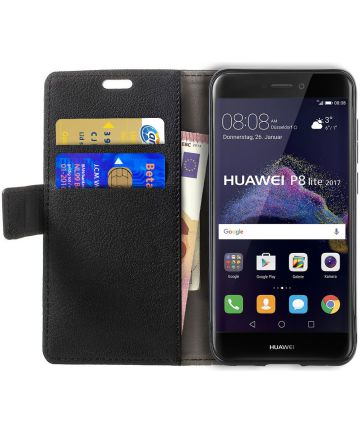 Huawei P8 Lite (2017) Portemonnee Hoesje Zwart Hoesjes