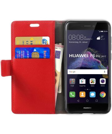 Huawei P8 Lite (2017) Portemonnee Hoesje Rood Hoesjes