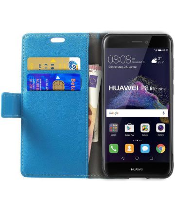 Huawei P8 Lite (2017) Portemonnee Hoesje Blauw Hoesjes