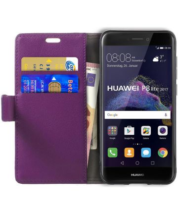 Huawei P8 Lite (2017) Portemonnee Hoesje Paars Hoesjes