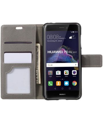 Huawei P8 Lite (2017) Stijlvol Portemonnee Hoesje Grijs Hoesjes