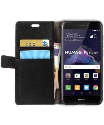 Huawei P8 Lite (2017) hoesje met kaarthouder Zwart Hoesjes
