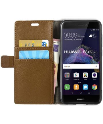 Huawei P8 Lite (2017) hoesje met kaarthouder Bruin Hoesjes