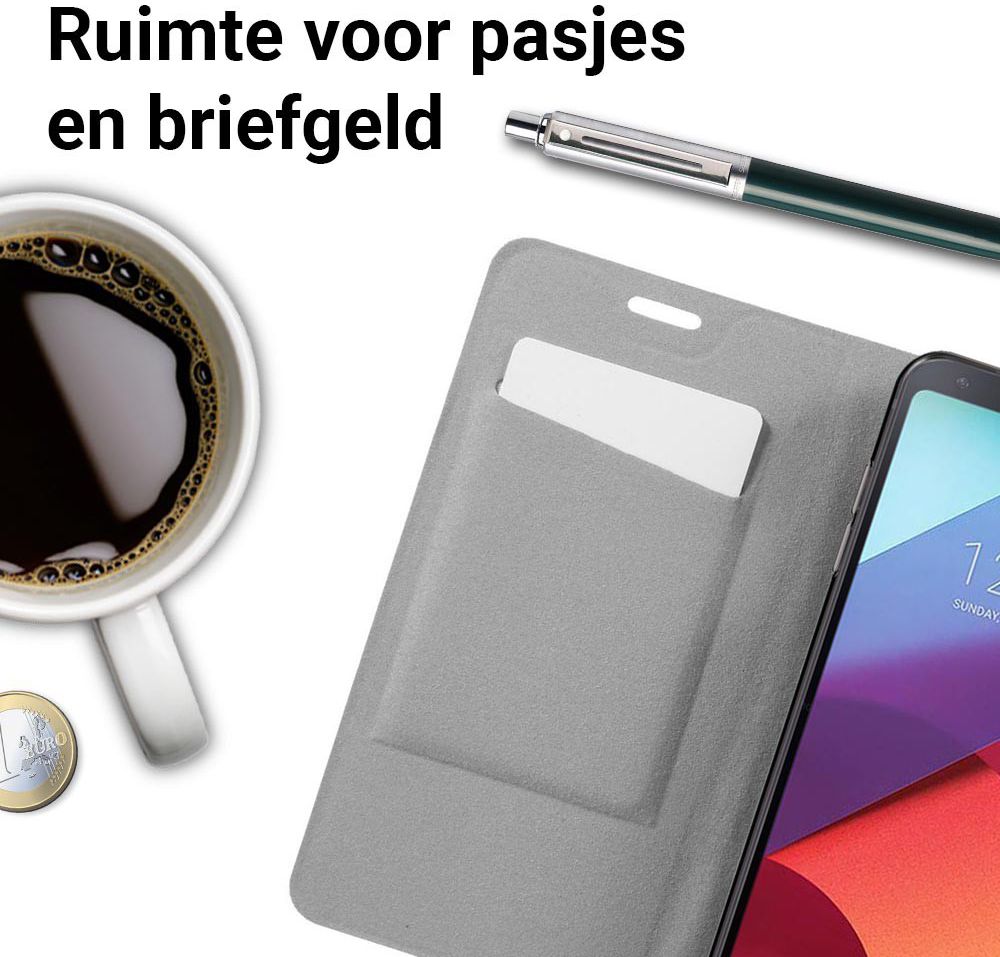 LG G6 Linnen Portemonnee Hoesje Grijs afbeelding 3