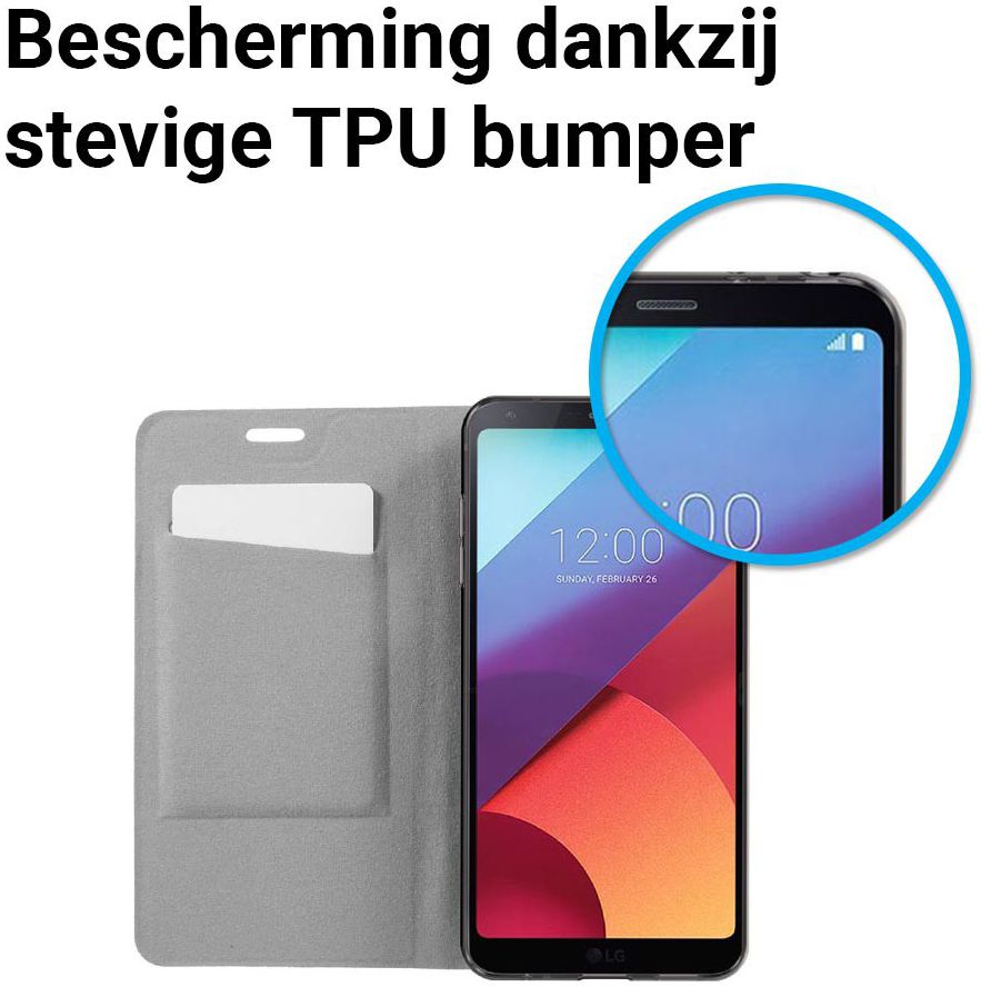 LG G6 Linnen Portemonnee Hoesje Grijs afbeelding 4