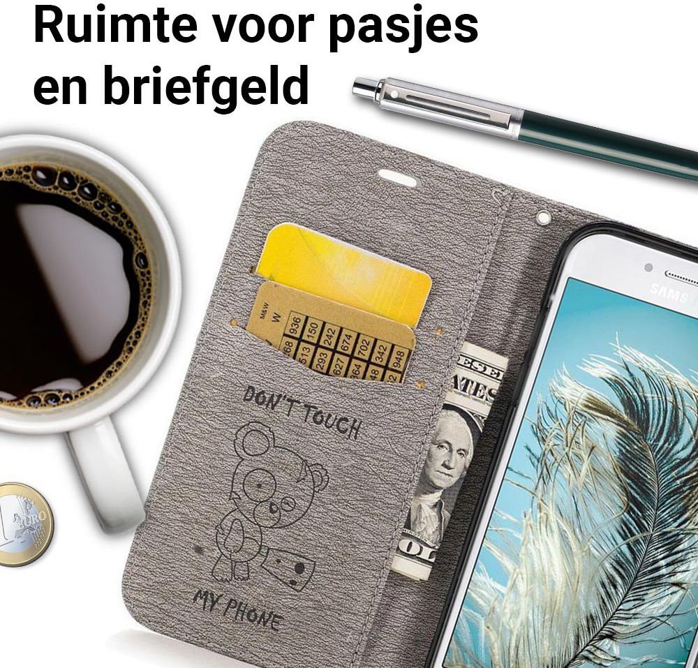 Samsung Galaxy A5 (2017) Portemonnee Hoesje Dont Touch Beer Grijs afbeelding 3