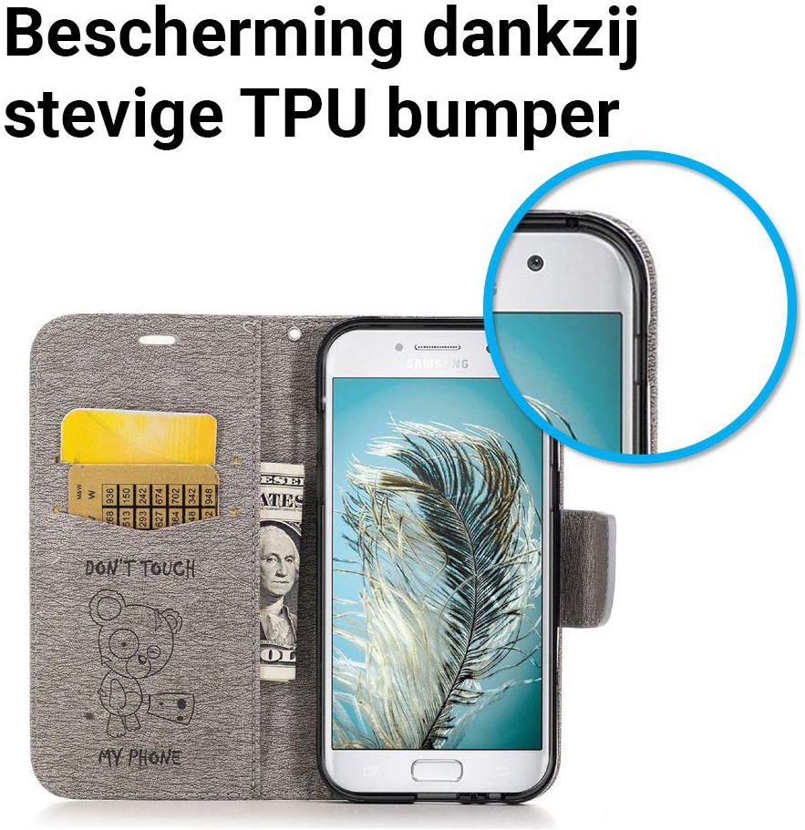 Samsung Galaxy A5 (2017) Portemonnee Hoesje Dont Touch Beer Grijs afbeelding 5