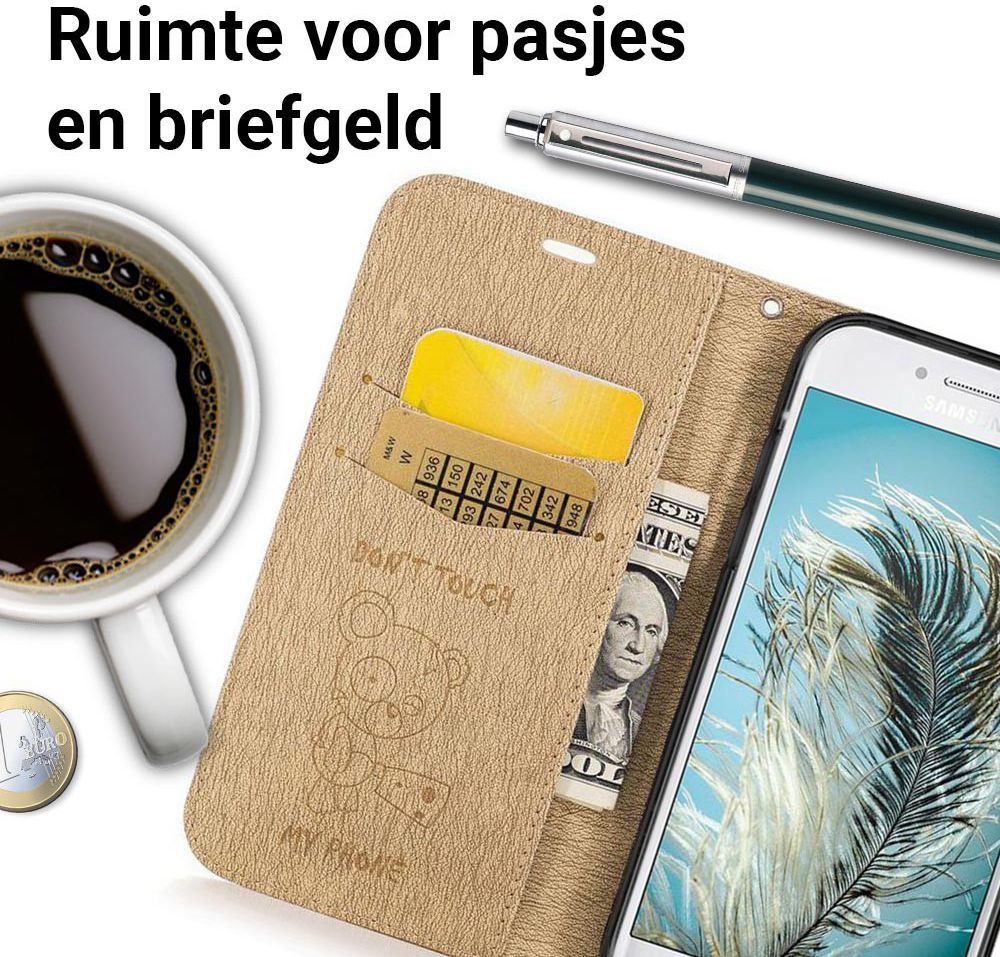 Samsung Galaxy A5 (2017) Portemonnee Hoesje Dont Touch Beer Bruin afbeelding 3