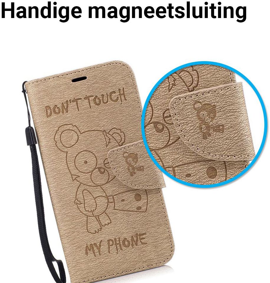 Samsung Galaxy A5 (2017) Portemonnee Hoesje Dont Touch Beer Bruin afbeelding 4