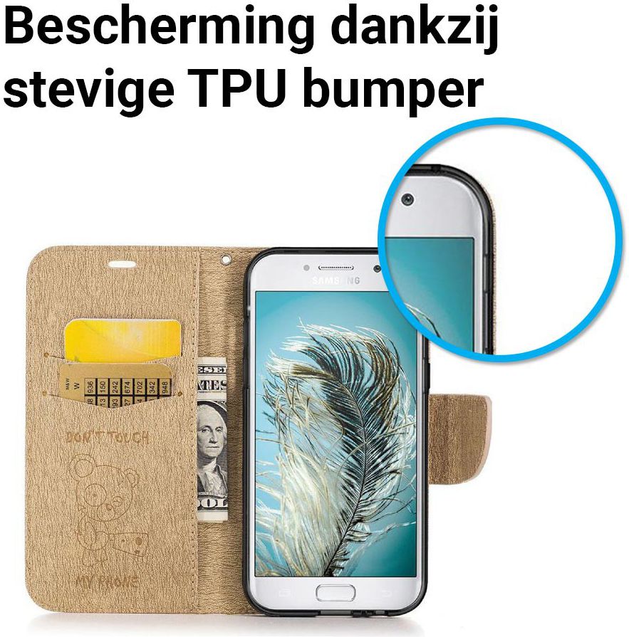Samsung Galaxy A5 (2017) Portemonnee Hoesje Dont Touch Beer Bruin afbeelding 6