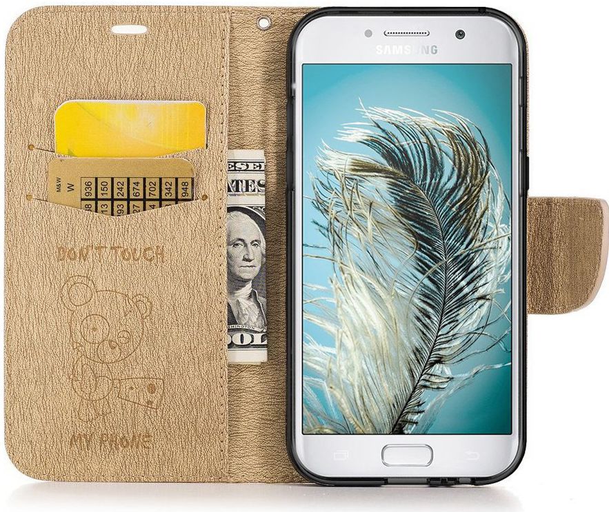 Samsung Galaxy A5 (2017) Portemonnee Hoesje Dont Touch Beer Bruin afbeelding 1