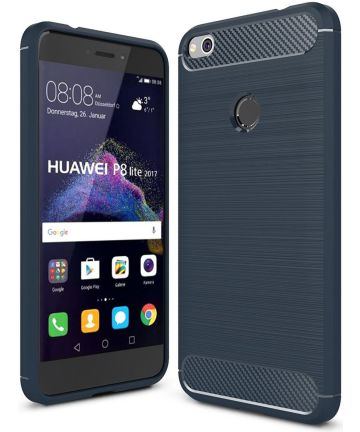 Huawei P8 Lite (2017) Geborsteld TPU Hoesje Blauw Hoesjes