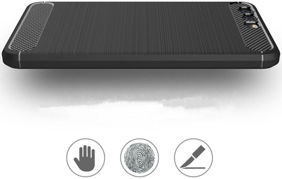 Huawei P10 Geborsteld TPU Hoesje Zwart afbeelding 5