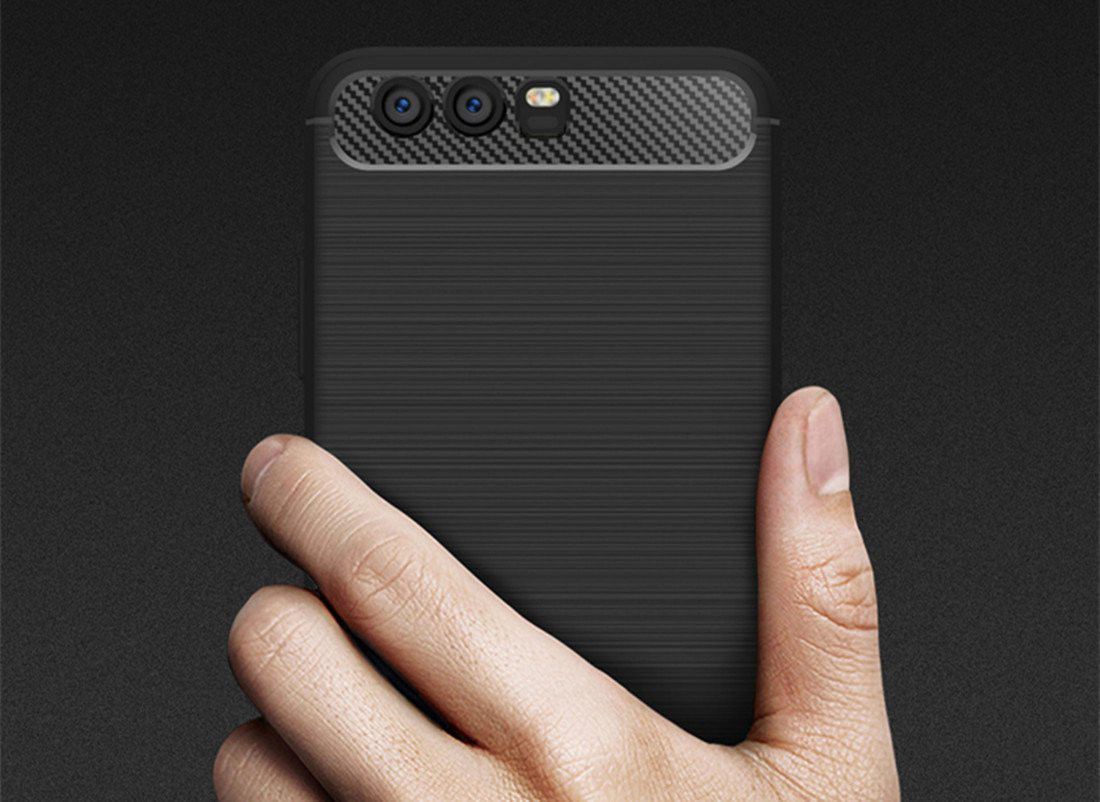 Huawei P10 Geborsteld TPU Hoesje Zwart afbeelding 6