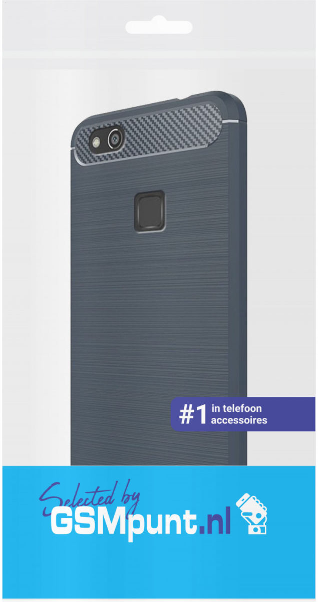 Huawei P10 Lite Geborsteld TPU Hoesje Blauw afbeelding 2