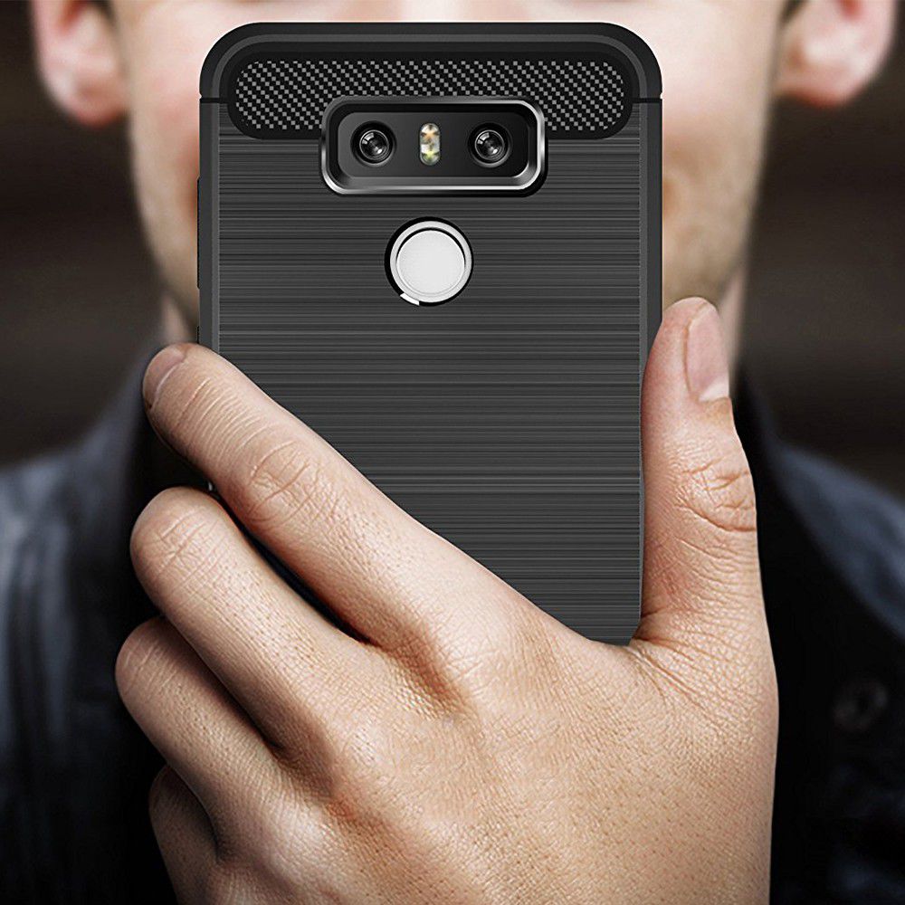 LG G6 Geborsteld TPU Hoesje Zwart afbeelding 4