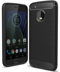 Motorola Moto G5 Plus Geborsteld TPU Hoesje Zwart