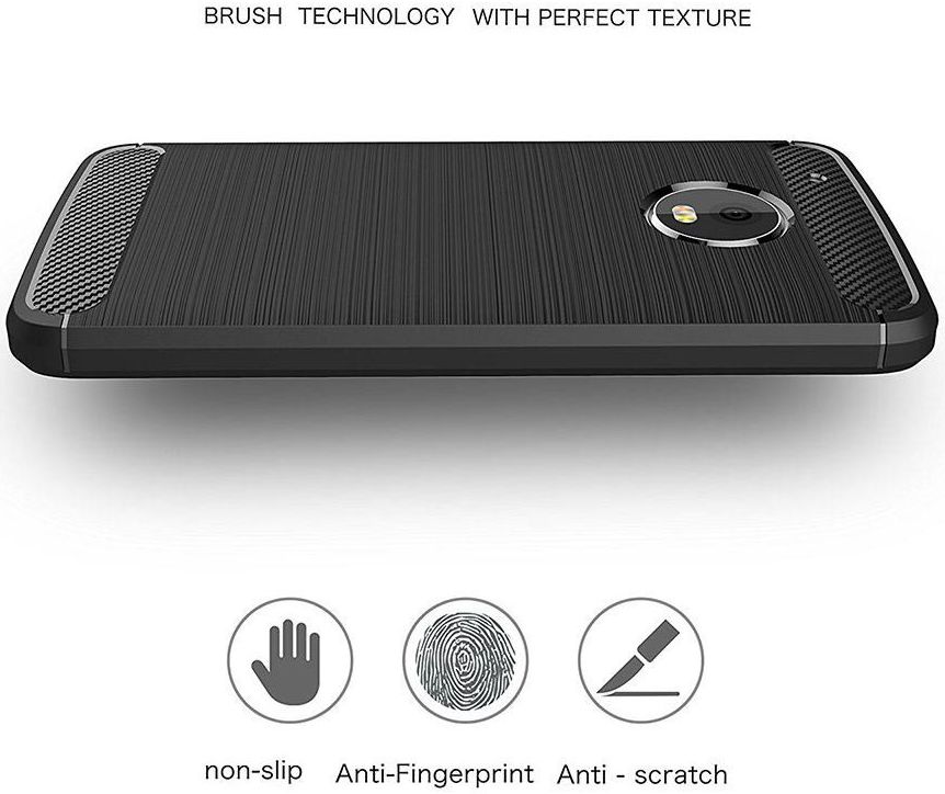 Motorola Moto G5 Plus Geborsteld TPU Hoesje Zwart afbeelding 4