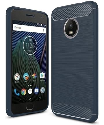 Motorola Moto G5 Plus Geborsteld TPU Hoesje Blauw Hoesjes