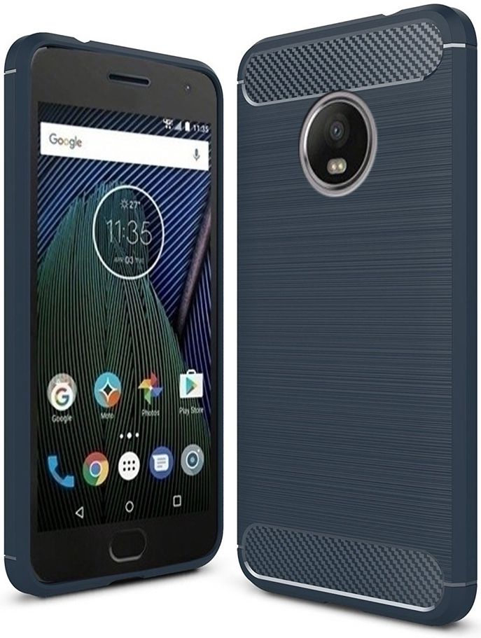 Motorola Moto G5 Plus Geborsteld TPU Hoesje Blauw afbeelding 1