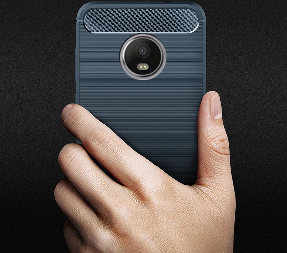Motorola Moto G5 Plus Geborsteld TPU Hoesje Blauw afbeelding 3