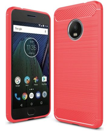 Motorola Moto G5 Plus Geborsteld TPU Hoesje Rood Hoesjes