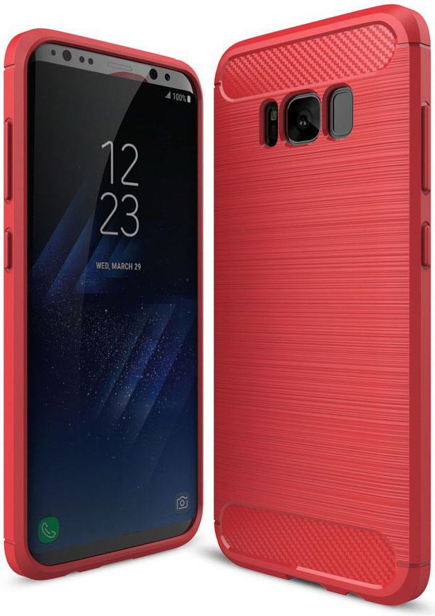 Samsung Galaxy S8 Geborsteld TPU Hoesje Rood afbeelding 2