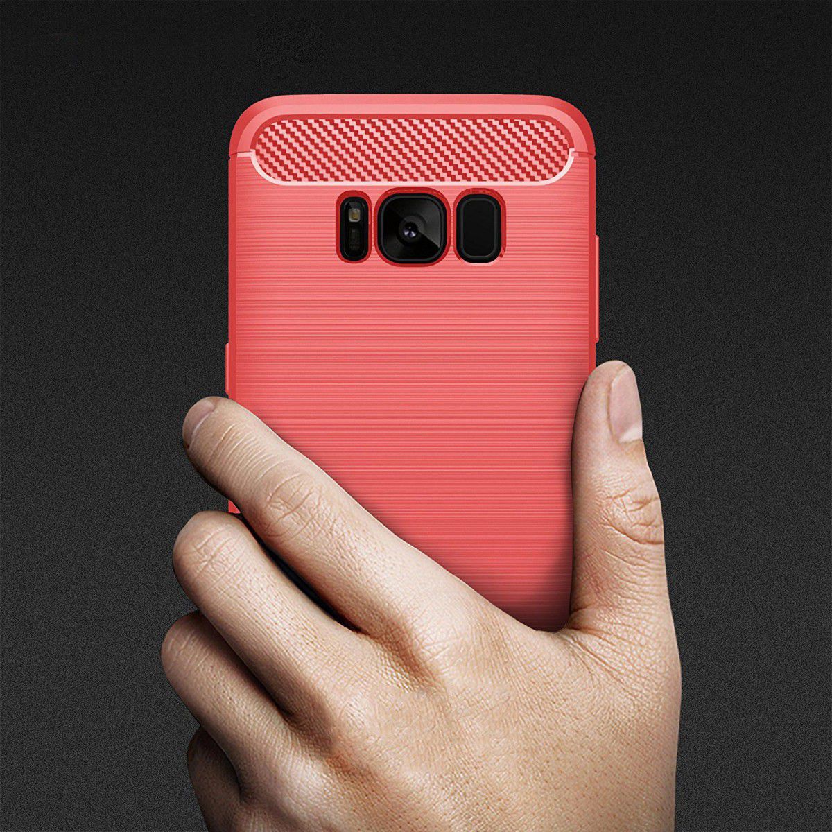 Samsung Galaxy S8 Geborsteld TPU Hoesje Rood afbeelding 8