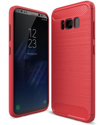 Samsung Galaxy S8 Plus Geborsteld TPU Hoesje Rood Hoesjes