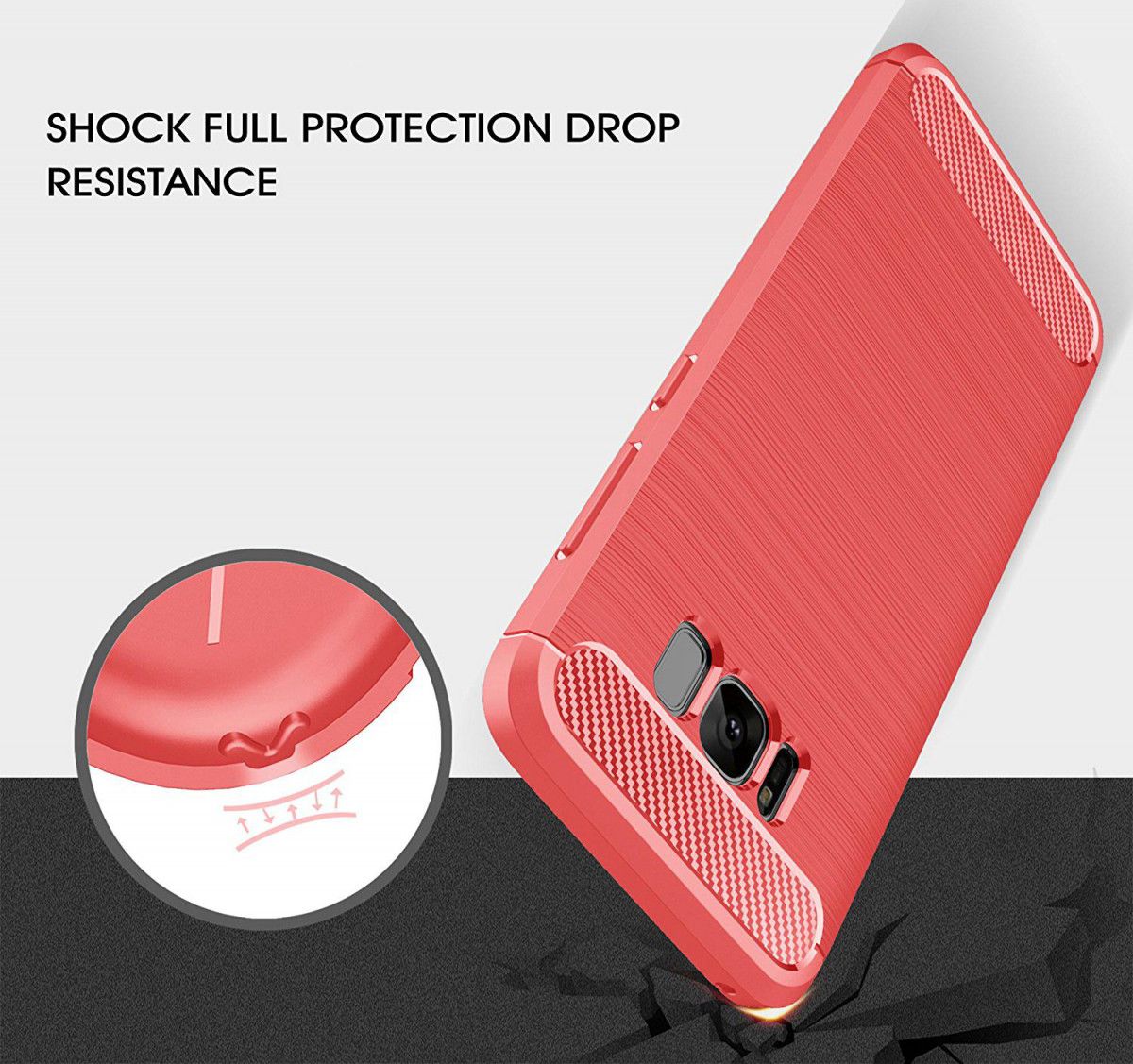 Samsung Galaxy S8 Plus Geborsteld TPU Hoesje Rood afbeelding 2