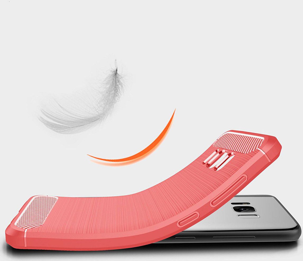 Samsung Galaxy S8 Plus Geborsteld TPU Hoesje Rood afbeelding 4