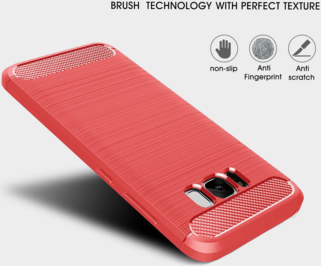 Samsung Galaxy S8 Plus Geborsteld TPU Hoesje Rood afbeelding 6