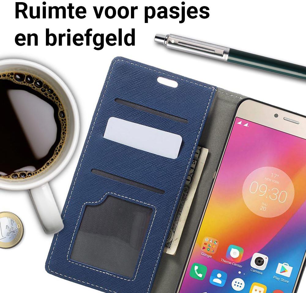 Lenovo P2 Hoesje met Kaarthouder Blauw afbeelding 2
