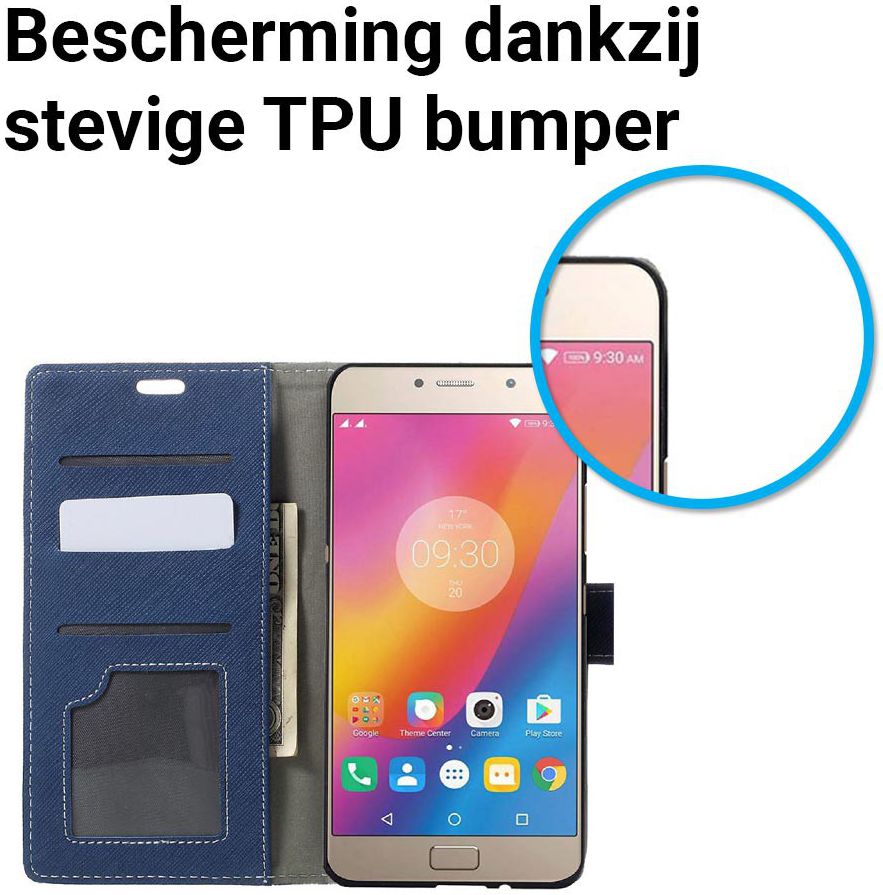 Lenovo P2 Hoesje met Kaarthouder Blauw afbeelding 4