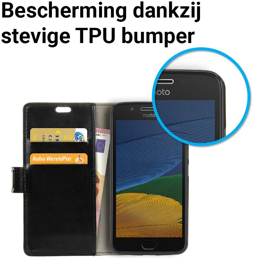 Motorola Moto G5 Hoesje Book Cover Zwart afbeelding 4