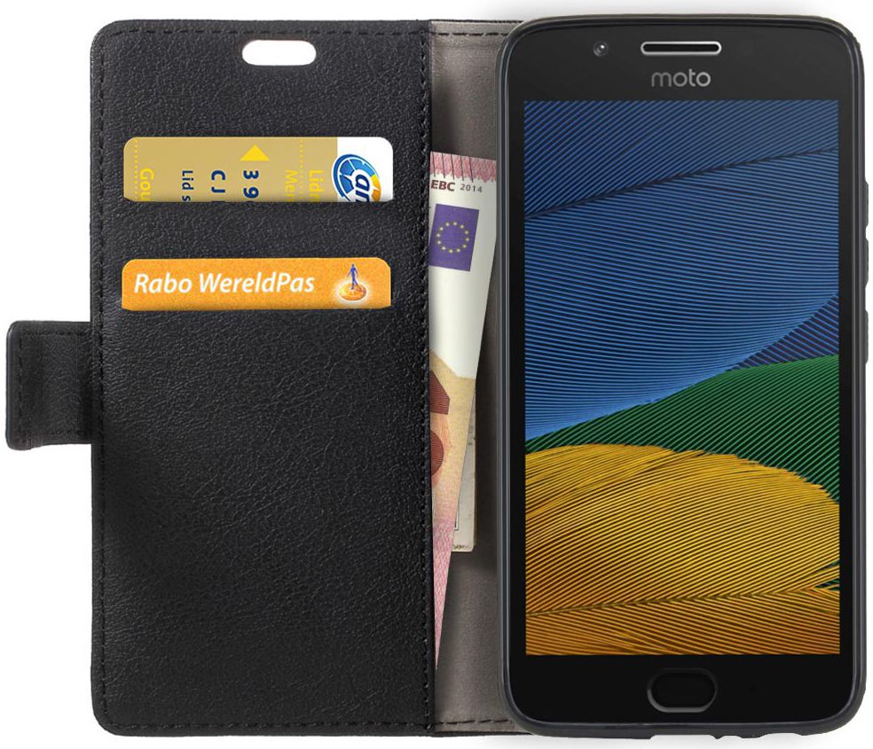 Motorola Moto G5 Hoesje BookCase Met Stand Zwart afbeelding 1