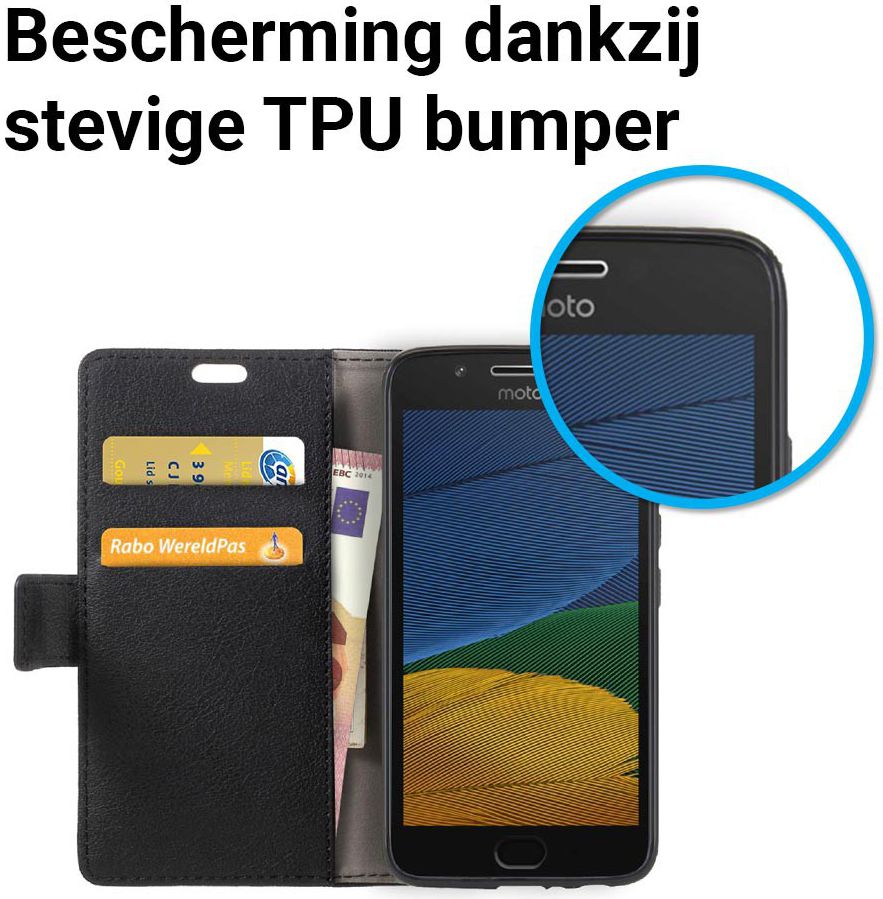 Motorola Moto G5 Hoesje BookCase Met Stand Zwart afbeelding 5