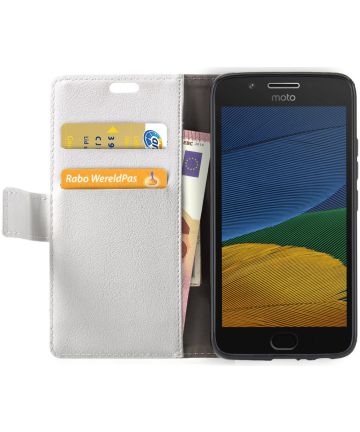 Motorola Moto G5 Hoesje BookCase Met Stand Wit Hoesjes