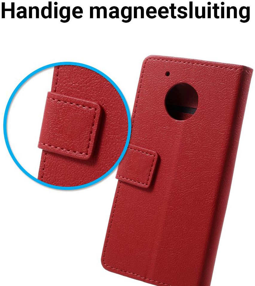 Motorola Moto G5 Hoesje BookCase Met Stand Rood afbeelding 3