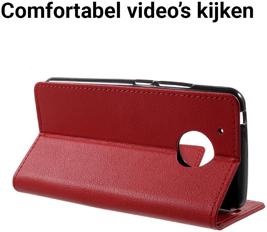 Motorola Moto G5 Hoesje BookCase Met Stand Rood afbeelding 6