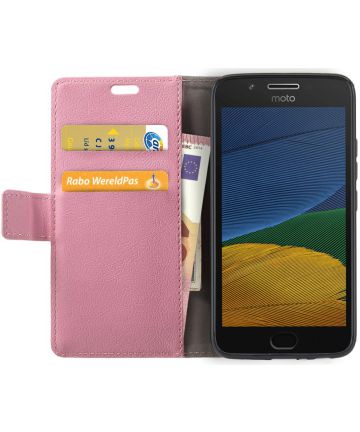 Motorola Moto G5 Hoesje BookCase Met Stand Roze Hoesjes