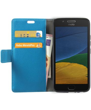 Motorola Moto G5 Hoesje BookCase Met Stand Blauw Hoesjes