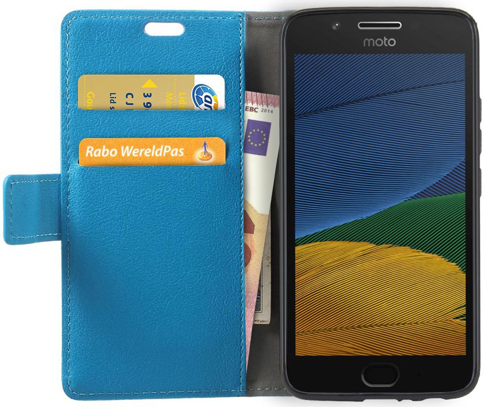 Motorola Moto G5 Hoesje BookCase Met Stand Blauw afbeelding 1
