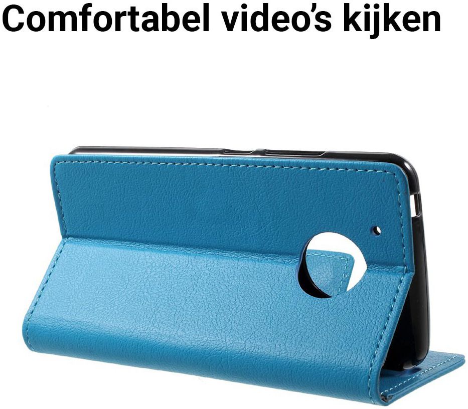 Motorola Moto G5 Hoesje BookCase Met Stand Blauw afbeelding 6
