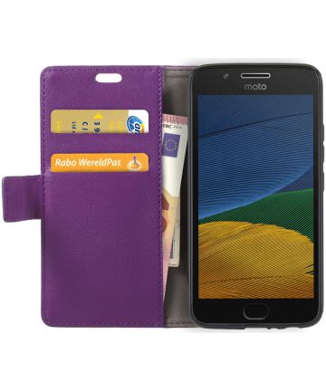 Motorola Moto G5 Hoesje BookCase Met Stand Paars Hoesjes