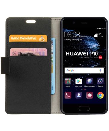 Huawei P10 Stijlvol Portemonnee Hoesje Zwart Hoesjes