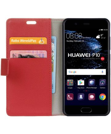 Huawei P10 Stijlvol Portemonnee Hoesje Rood Hoesjes